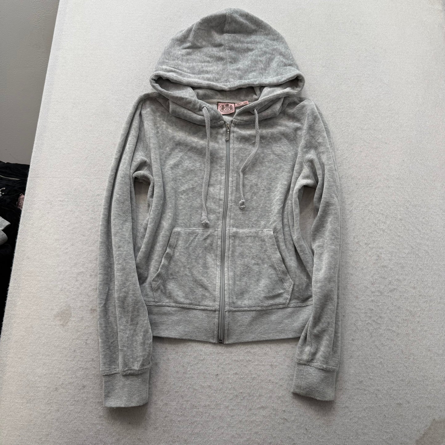 Vtg Juicy Couture Women's Heather Grey Velour Tracksuit Set Hoodie & Pant Size S