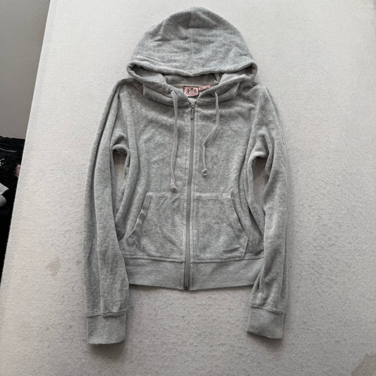 Vtg Juicy Couture Women's Heather Grey Velour Tracksuit Set Hoodie & Pant Size S
