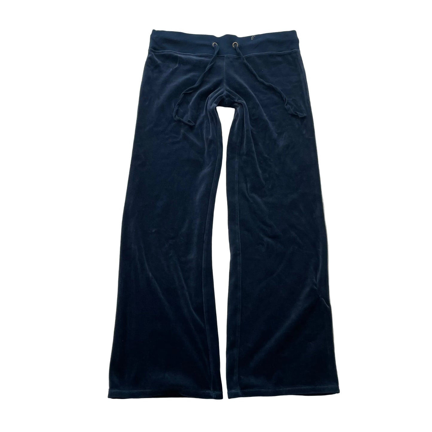 Juicy Couture Women's Navy Blue Velour Flared Leg Track Pants Drawstring Size M