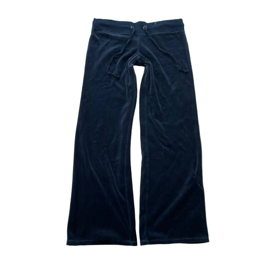 Juicy Couture Women's Navy Blue Velour Flared Leg Track Pants Drawstring Size M