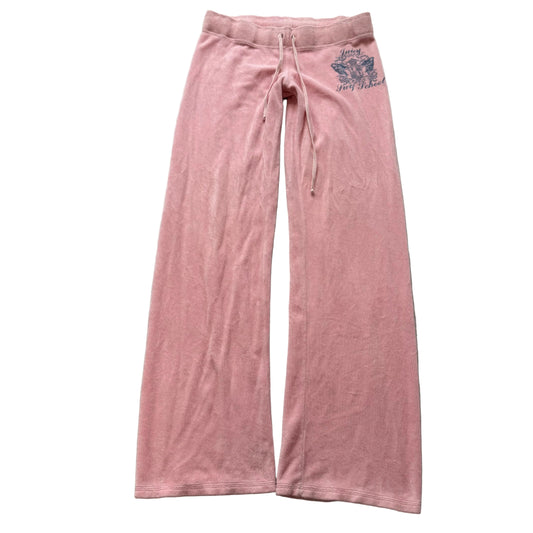 Vintage Juicy Couture Surf School Women Pink Terry Cloth Flare Track Pant Size S