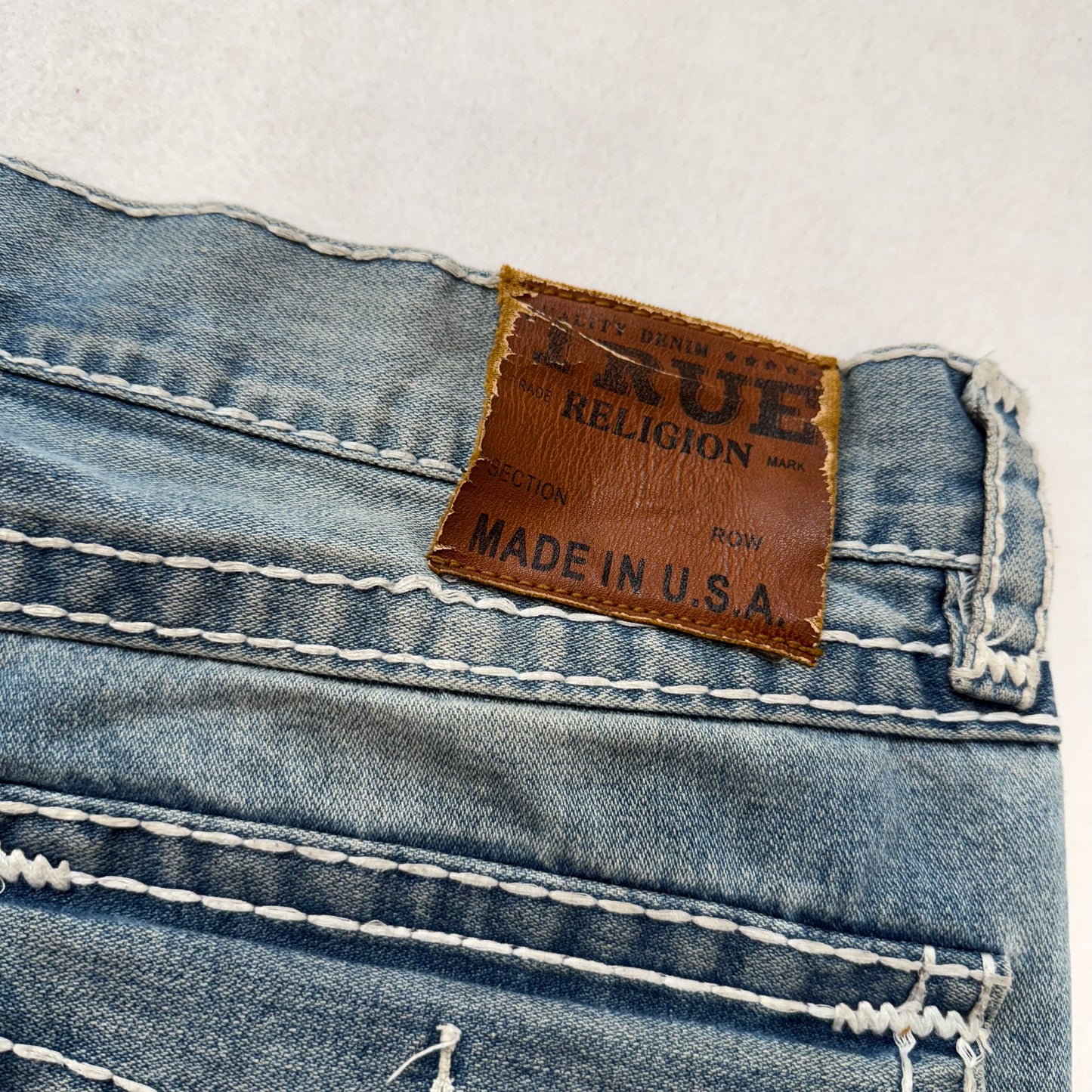 Rare True Religion Super T Ricky Men's Blue Straight Jeans Made In USA Size 38
