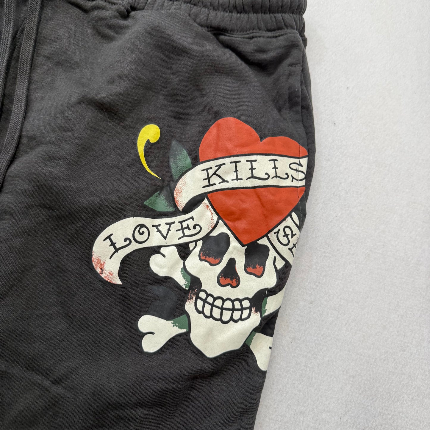 Ed Hardy Women's Black Cotton Straight Leg Sweatpants Skull Graphic Logo Size XL