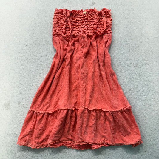 Vintage Juicy Couture Coral Terry Cloth Smocked Tube Dress Shoulder Strap Size S