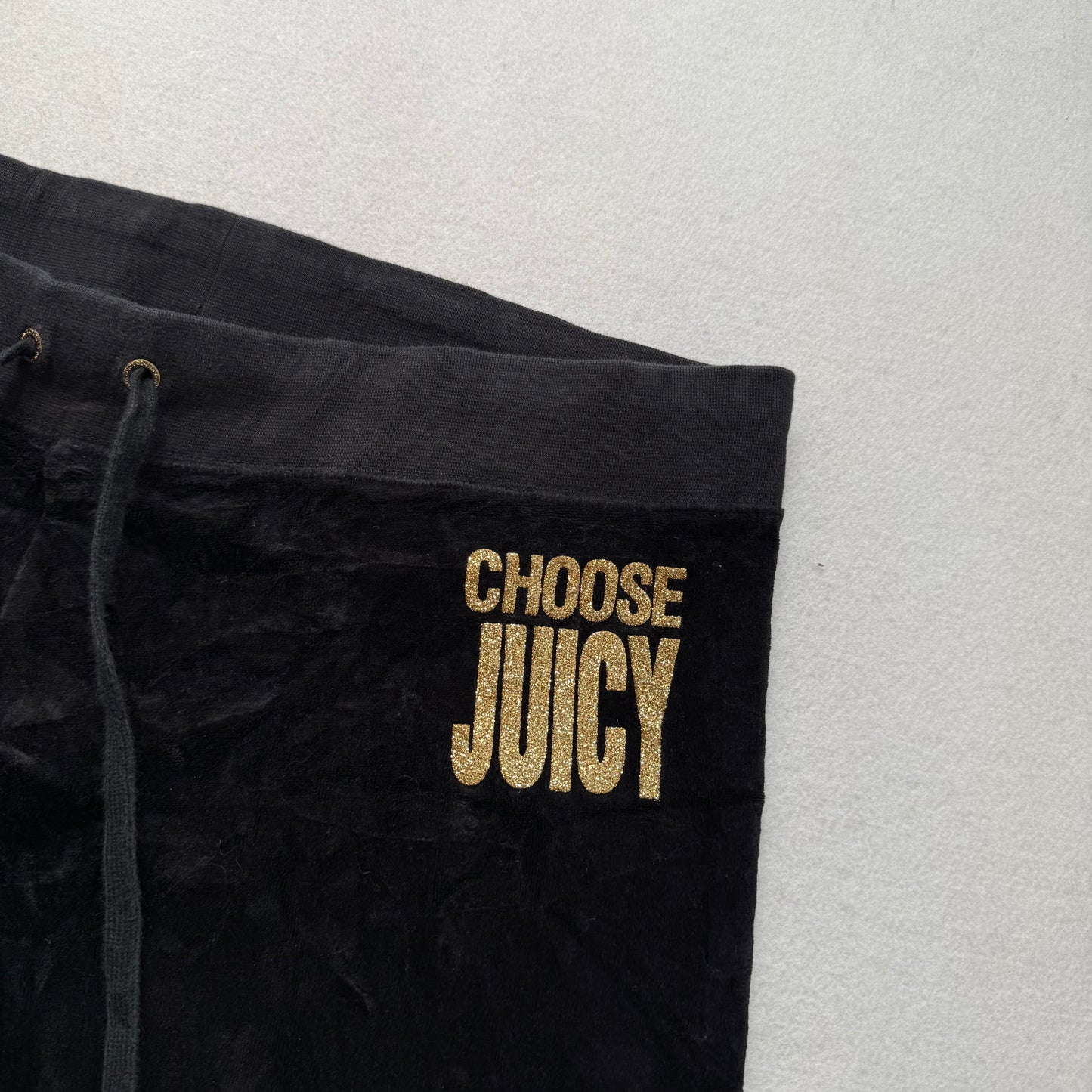 Juicy Couture Choose Juicy Women's Black Velour Flare Track Pants Casual Size L