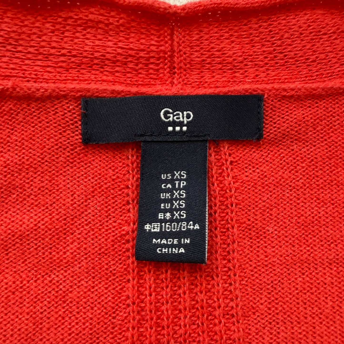 Gap Women's Red Knit Open Front Cardigan Sweater Long Sleeve Lightweight Size XS