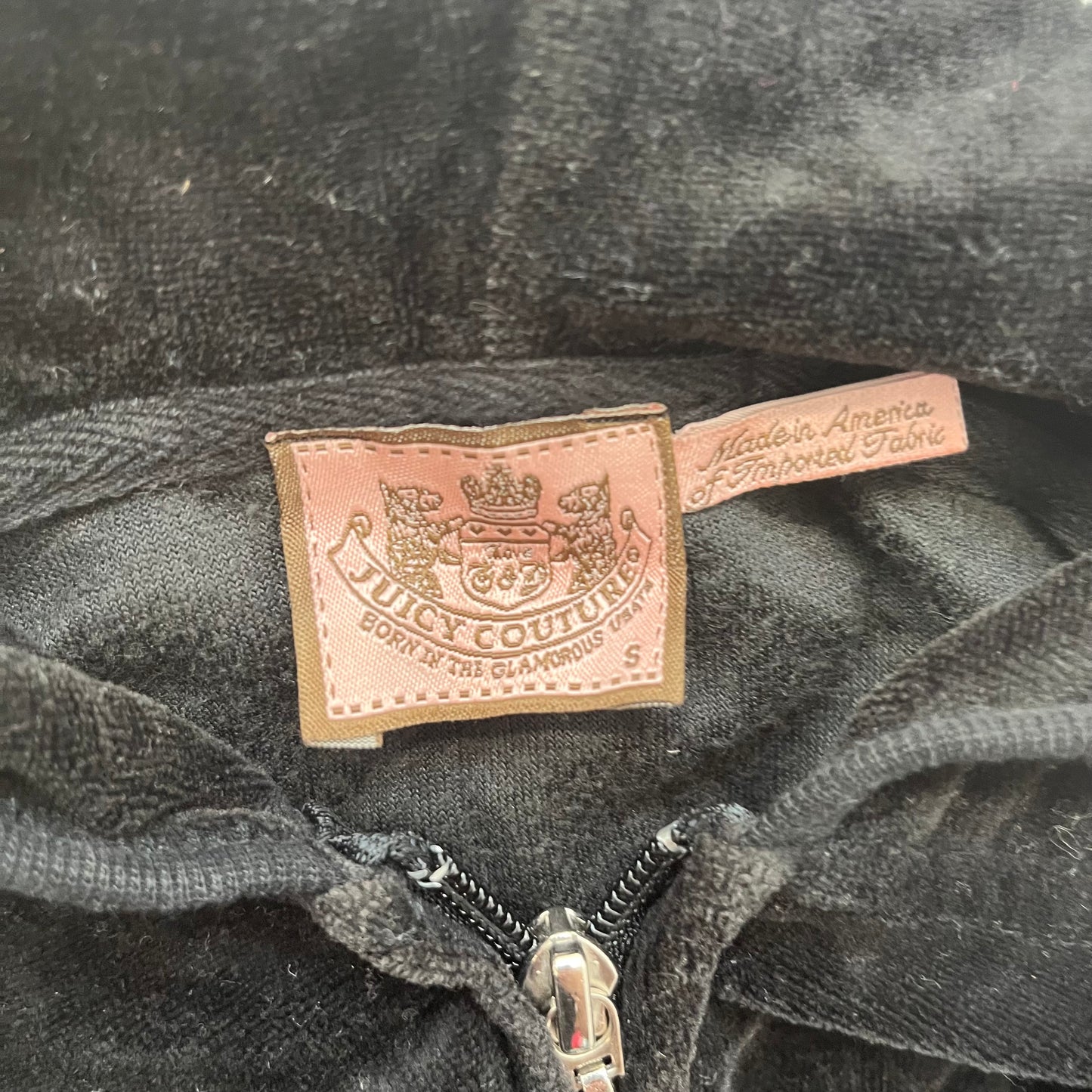 Vintage Juicy Couture Scottie Dogs Womens Black Velour Tracksuit Set Logo Size S