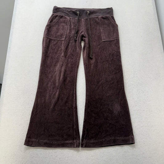 Vintage Juicy Couture Women's Brown Flare Wide Leg Track Pant Flap Pocket Size S