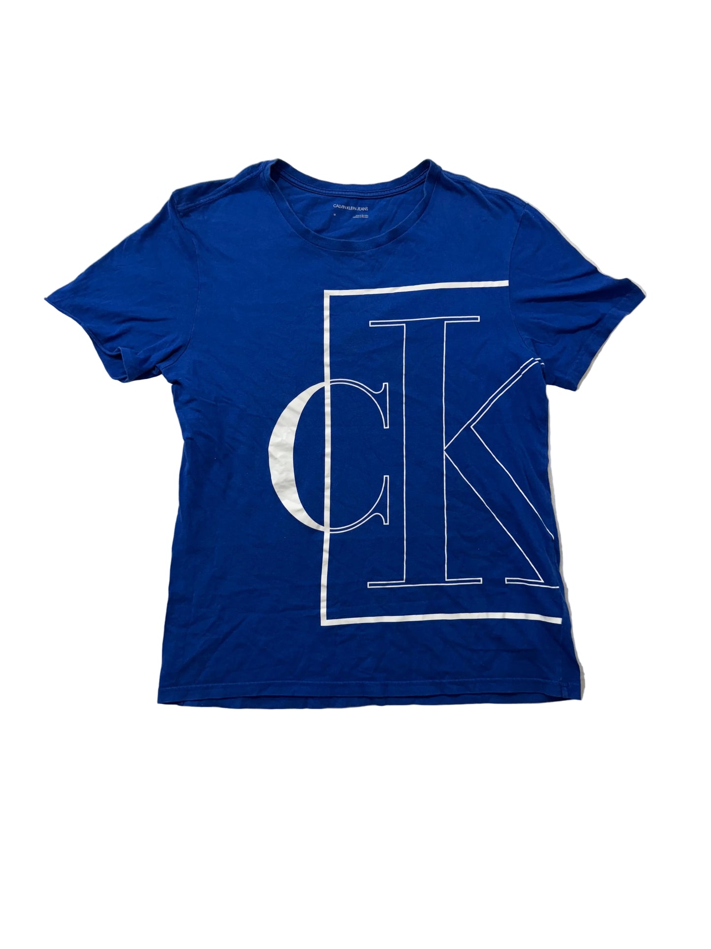 Calvin Klein Jeans Royal Blue Cotton T-Shirt Short Sleeves Crewneck Logo Size M