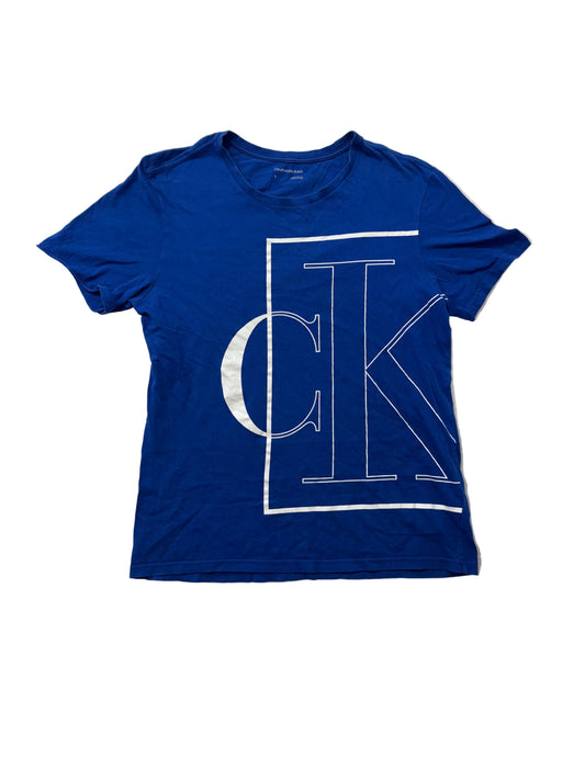 Calvin Klein Jeans Royal Blue Cotton T-Shirt Short Sleeves Crewneck Logo Size M