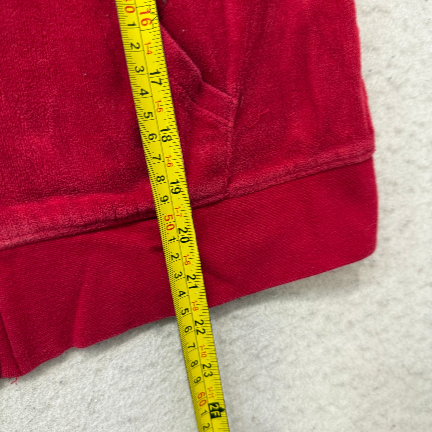 Juicy Couture Women's Red Velour Tracksuit Set Hoodie & Flared Pant Size M