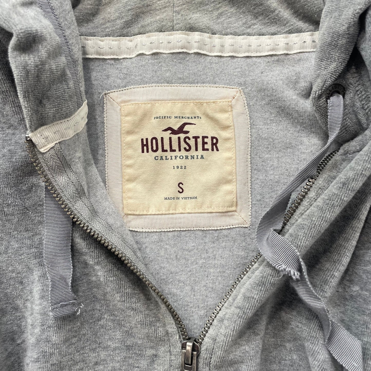 Hollister Women's Dark Heather Gray Velour Full Zip Hoodie Loungewear Y2K Size S
