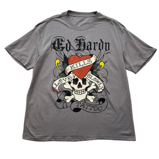 ED HARDY “LKS Skull” GREY GRAPHIC TEE