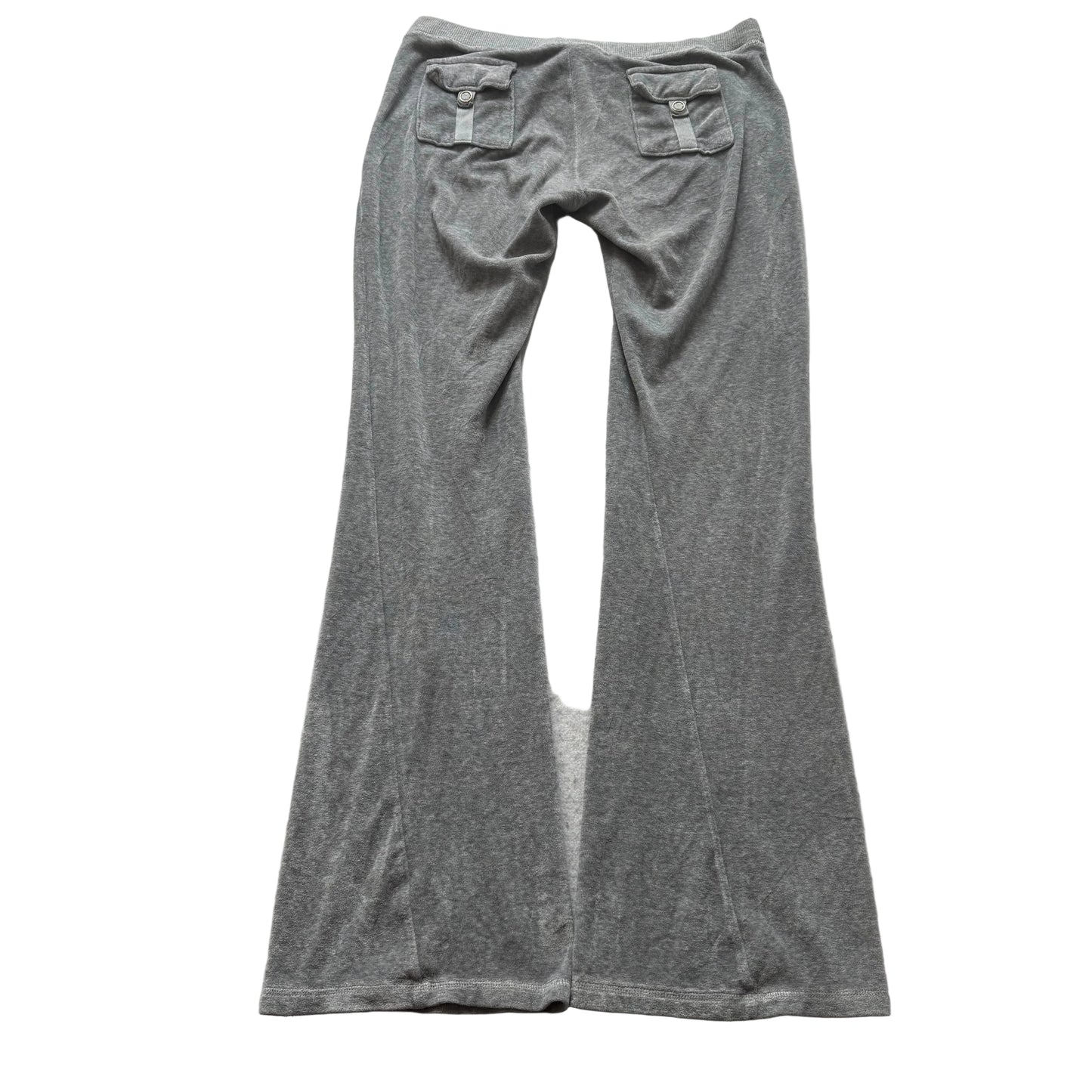 Juicy Couture Women's Heather Grey Velour Flared Track Pants Pockets Y2k Size M