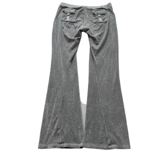 Juicy Couture Women's Heather Grey Velour Flared Track Pants Pockets Y2k Size M