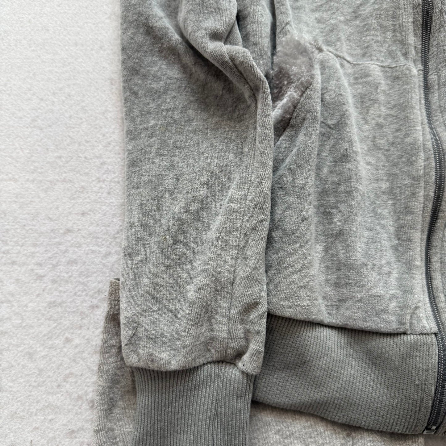 Vtg Juicy Couture Women's Heather Gray Velour Tracksuit Set Hoodie & Pant Size L