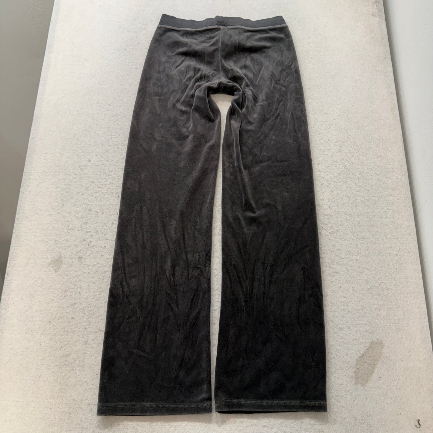 Juicy Couture Women's Charcoal Gray Velour Flared Track Pants Drawstring Size P