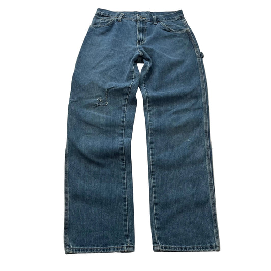 Dickies Men's Blue Denim Heavyweight Carpenter Jeans Workwear Relaxed Size 32x34