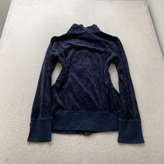 Vintage Juicy Couture Women's Navy Velour Zip-Up Track Jacket Pockets Y2k Size L