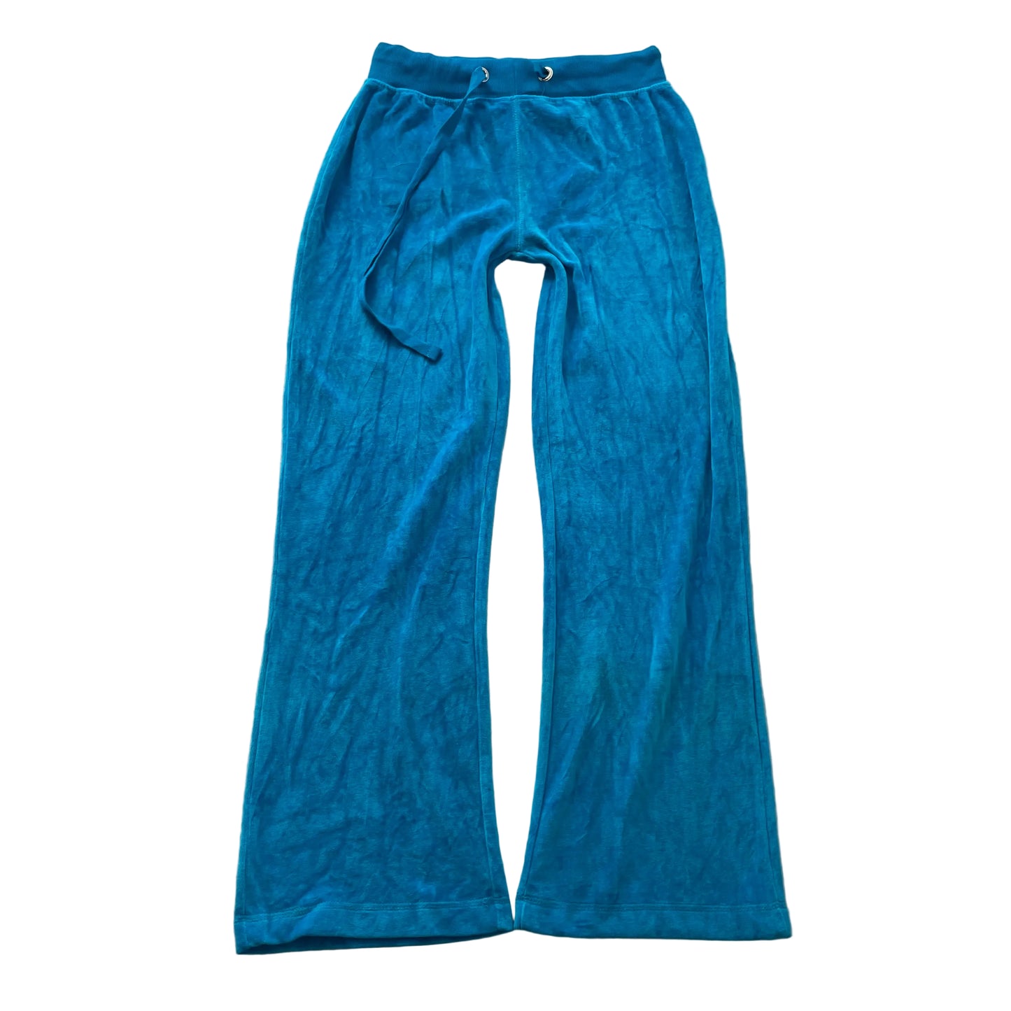 Juicy Couture Womens Bright Blue Velour Flared Leg Track Pant Drawstring Size XL
