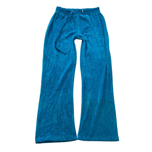 Juicy Couture Womens Bright Blue Velour Flared Leg Track Pant Drawstring Size XL