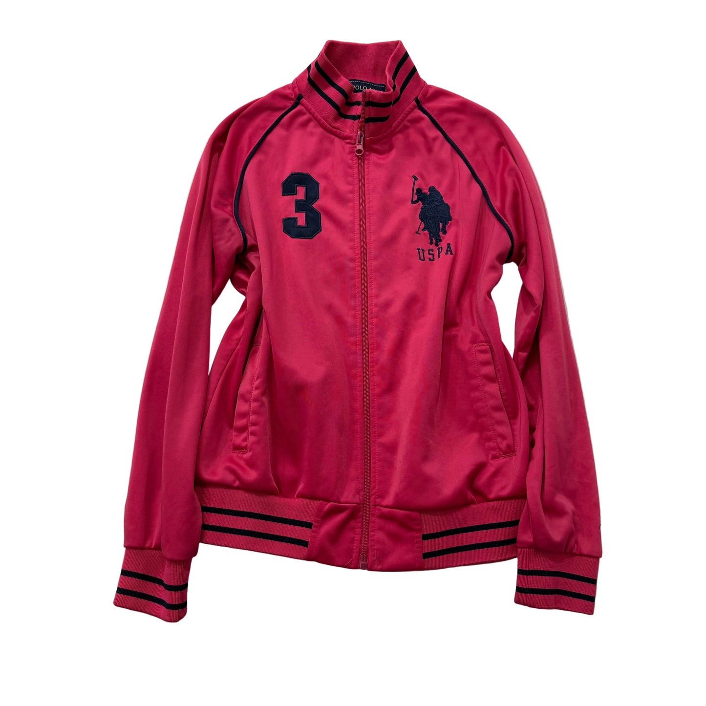 U.S. Polo Assn. Women's Hot Pink Full Zip Track Jacket Embroidered Logo Size L