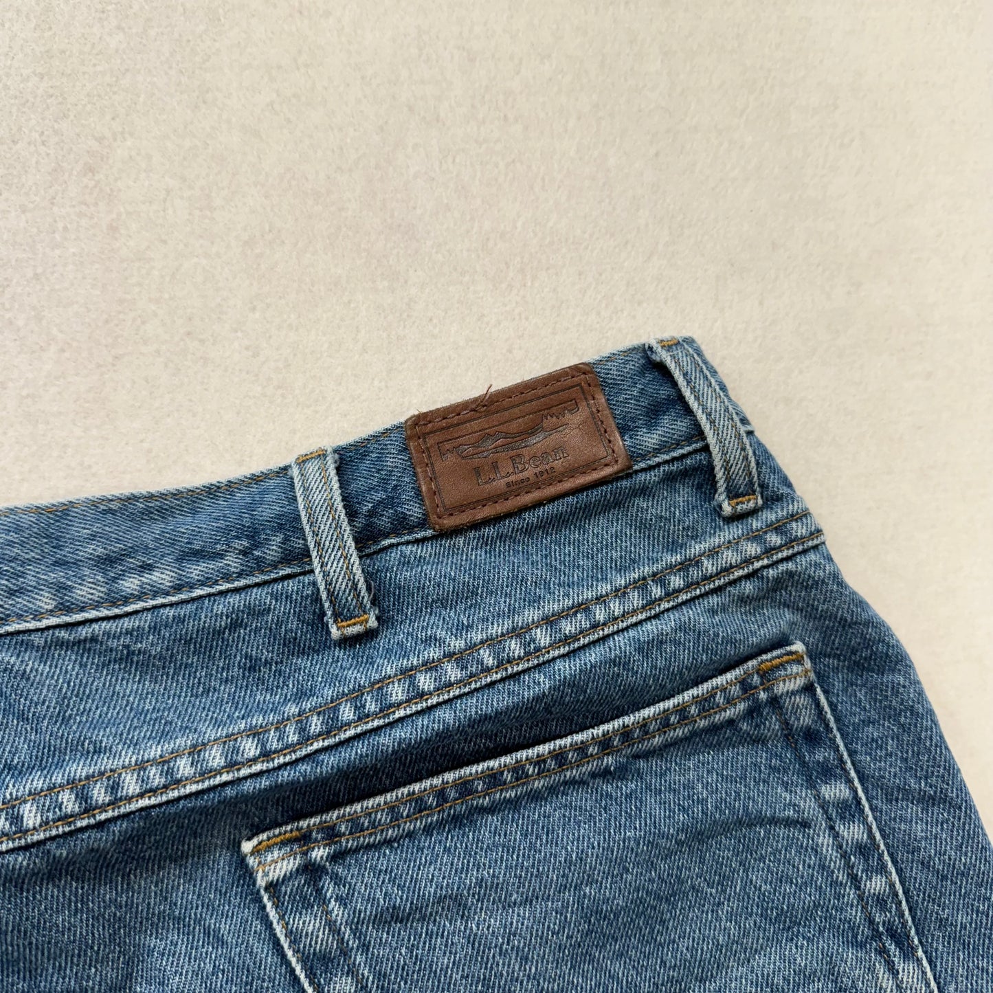 L.L. Bean Blue Denim Flannel Lined Jeans Natural Fit Made in Mexico Size 36x30