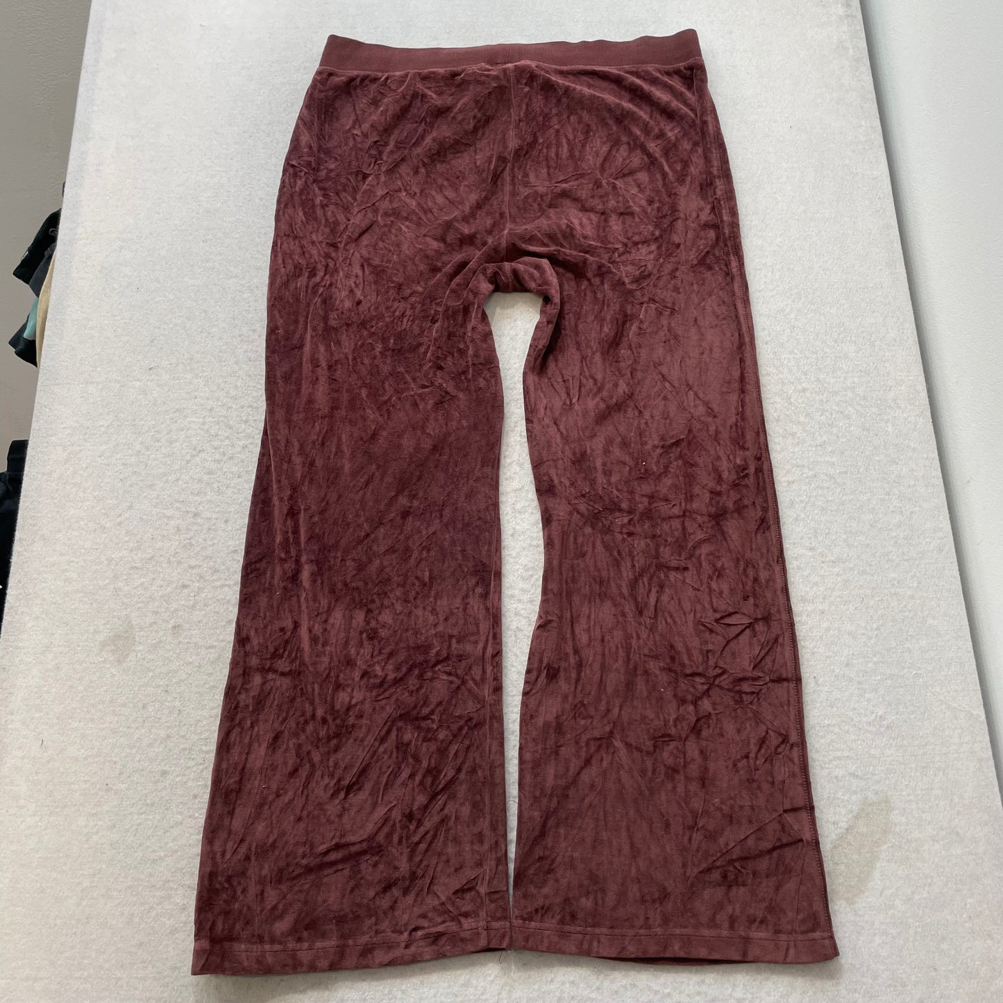 Juicy Couture Women's Burgundy Velour Flared Leg Track Pants Loungewear Size XL