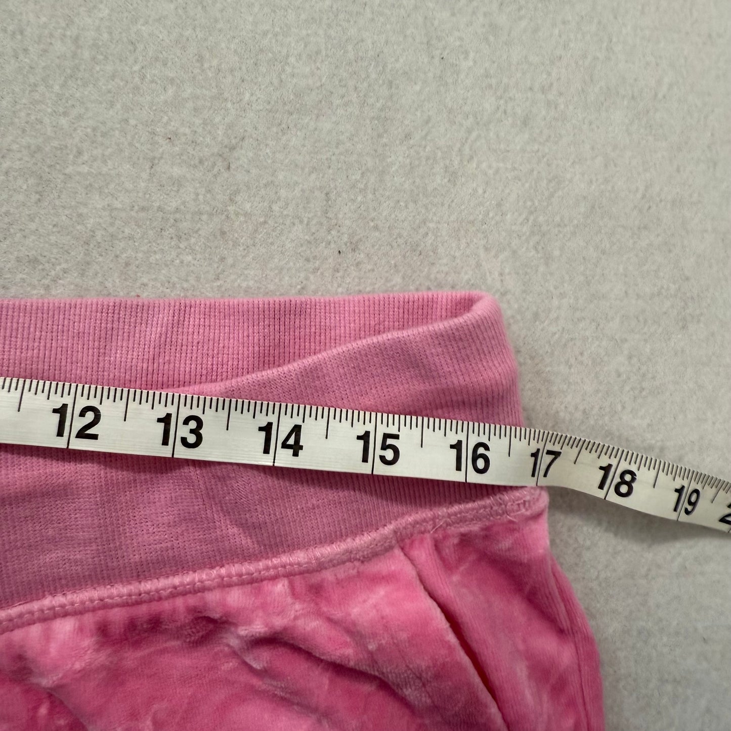 Juicy Couture Pink Velour Flare Track Pants Drawstring Pockets Low Rise Size XL
