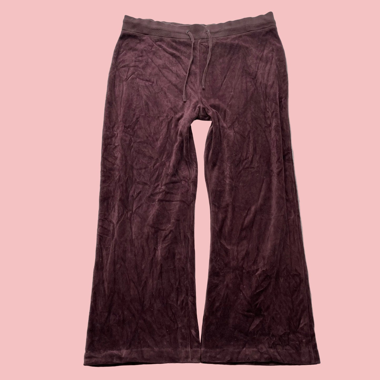 Juicy Couture Women's Burgundy Velour Wide Leg Track Pants Loungewear Size XL