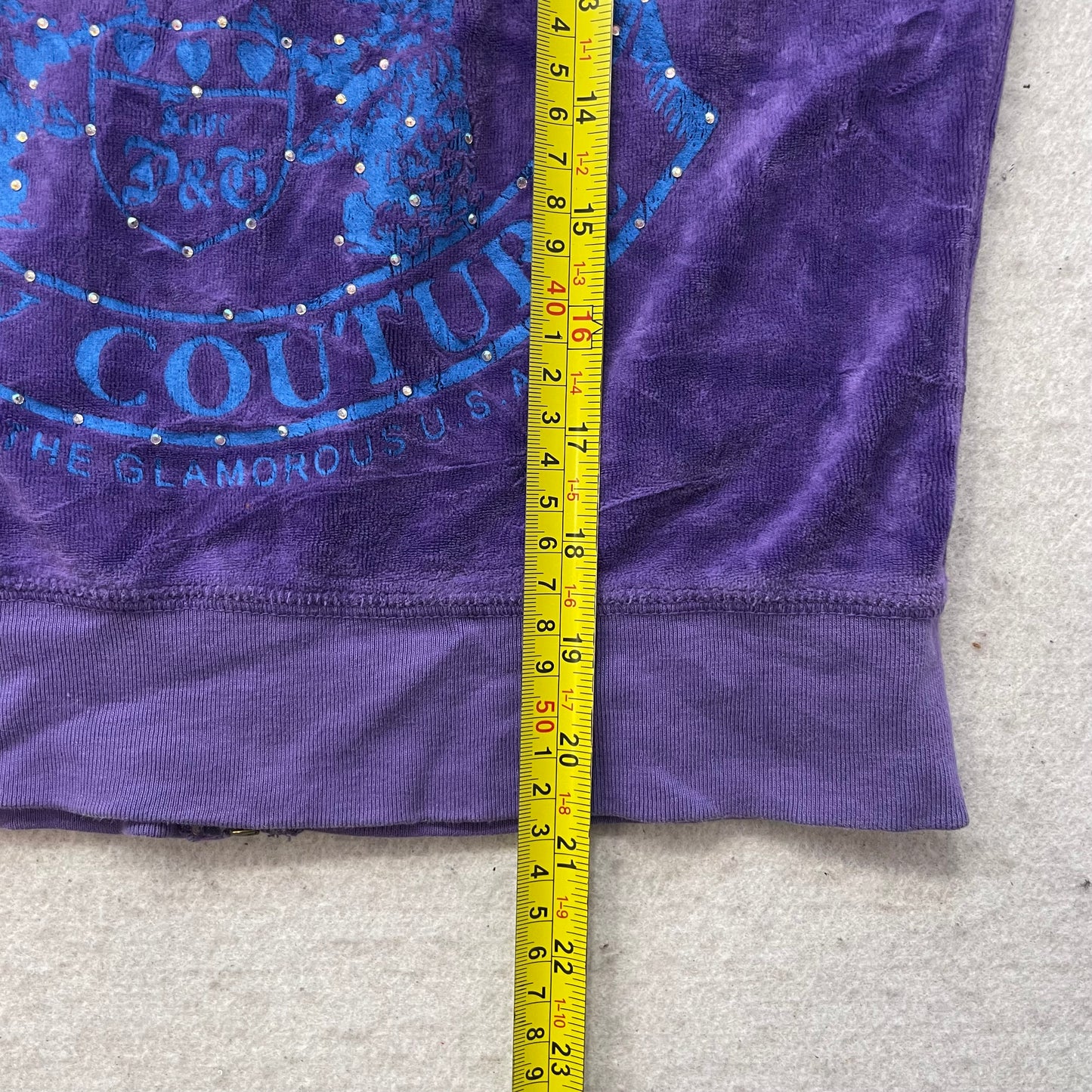 Vintage Juicy Couture Scottie Dogs Women Royal Purple Velour Track Jacket Size S