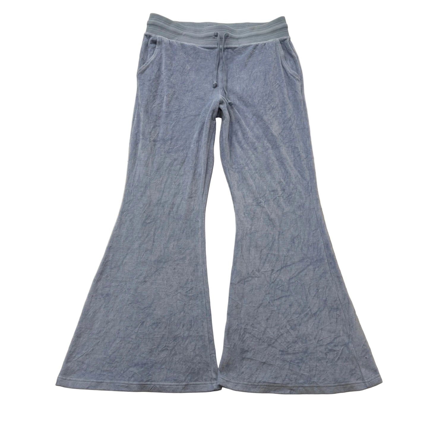 Juicy Couture Women's Powder Blue Velour Flared Track Pant Bell Bottom Size XL