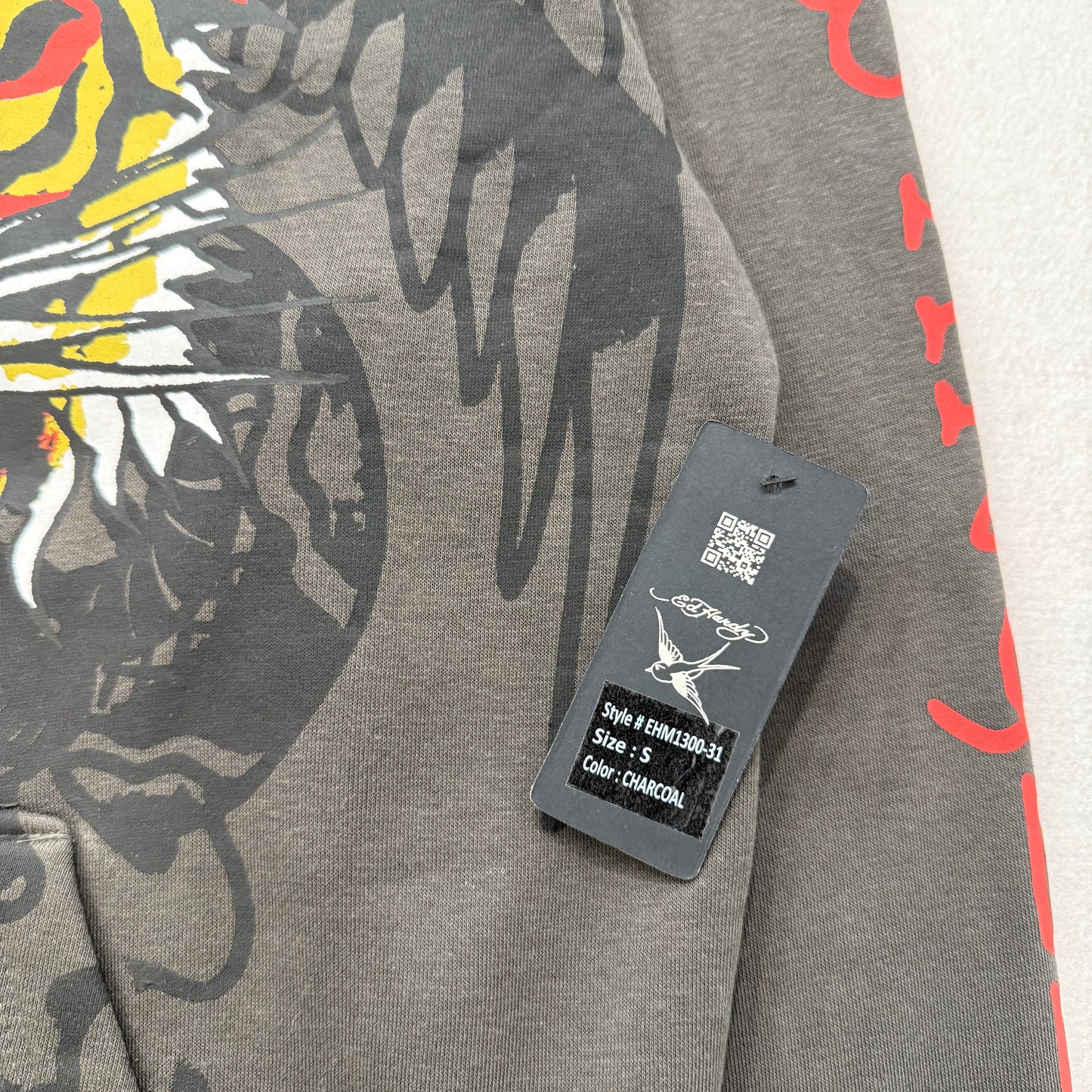 ED HARDY “Tiger Roar” CHARCOAL PULLOVER HOODIE