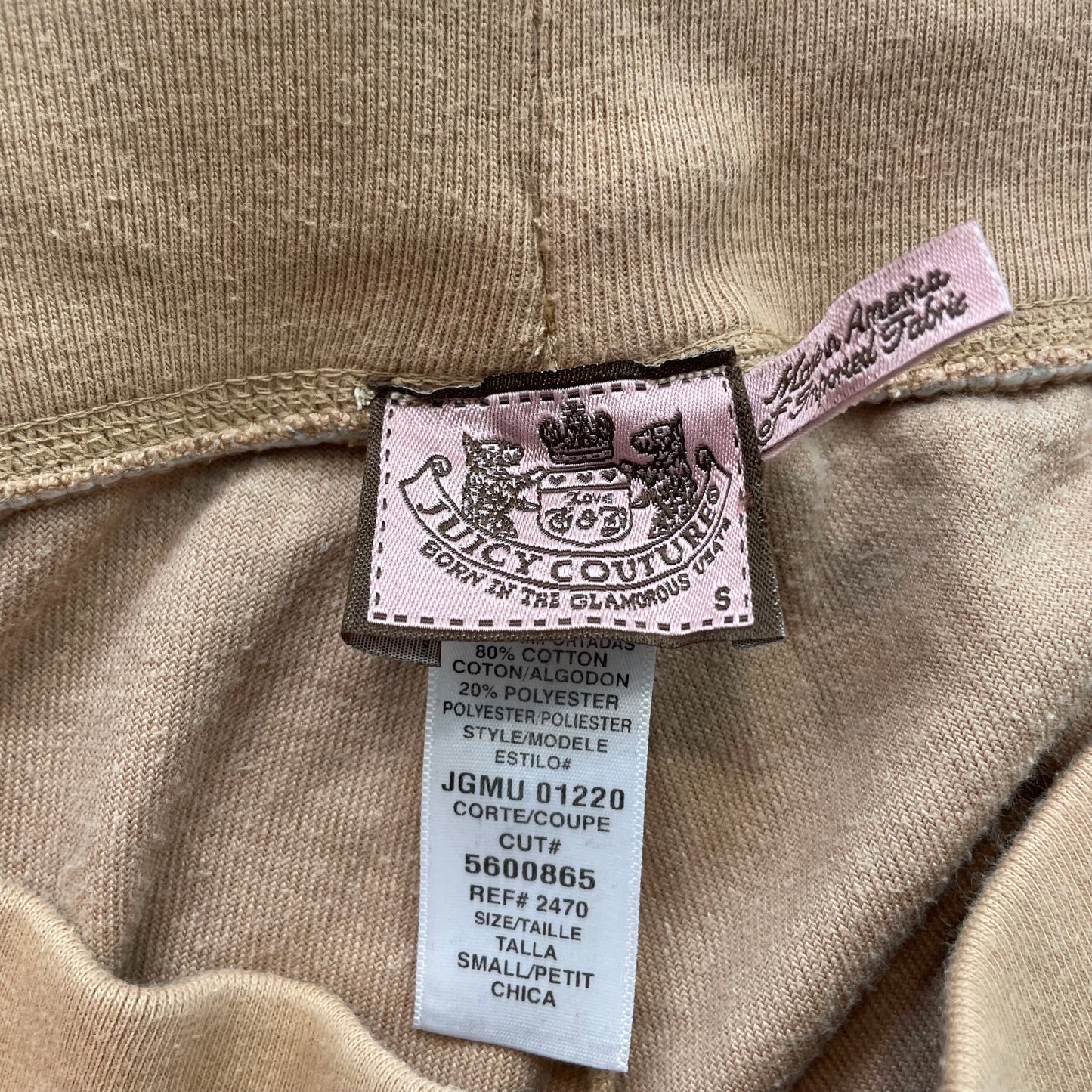 Vintage Juicy Couture Women's Camel Velour Flared Track Pants Loungewear Size S