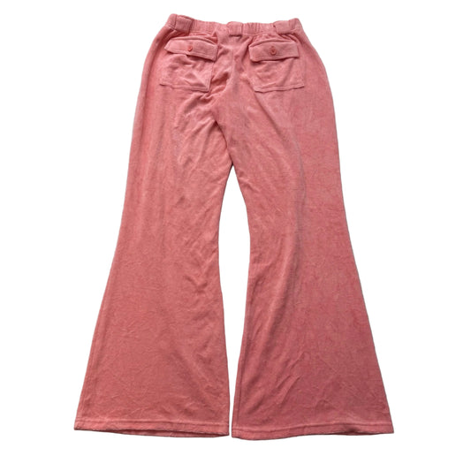 Juicy Couture Women's Pink Terry Cloth Flared Track Pants Snap Pockets Size 28