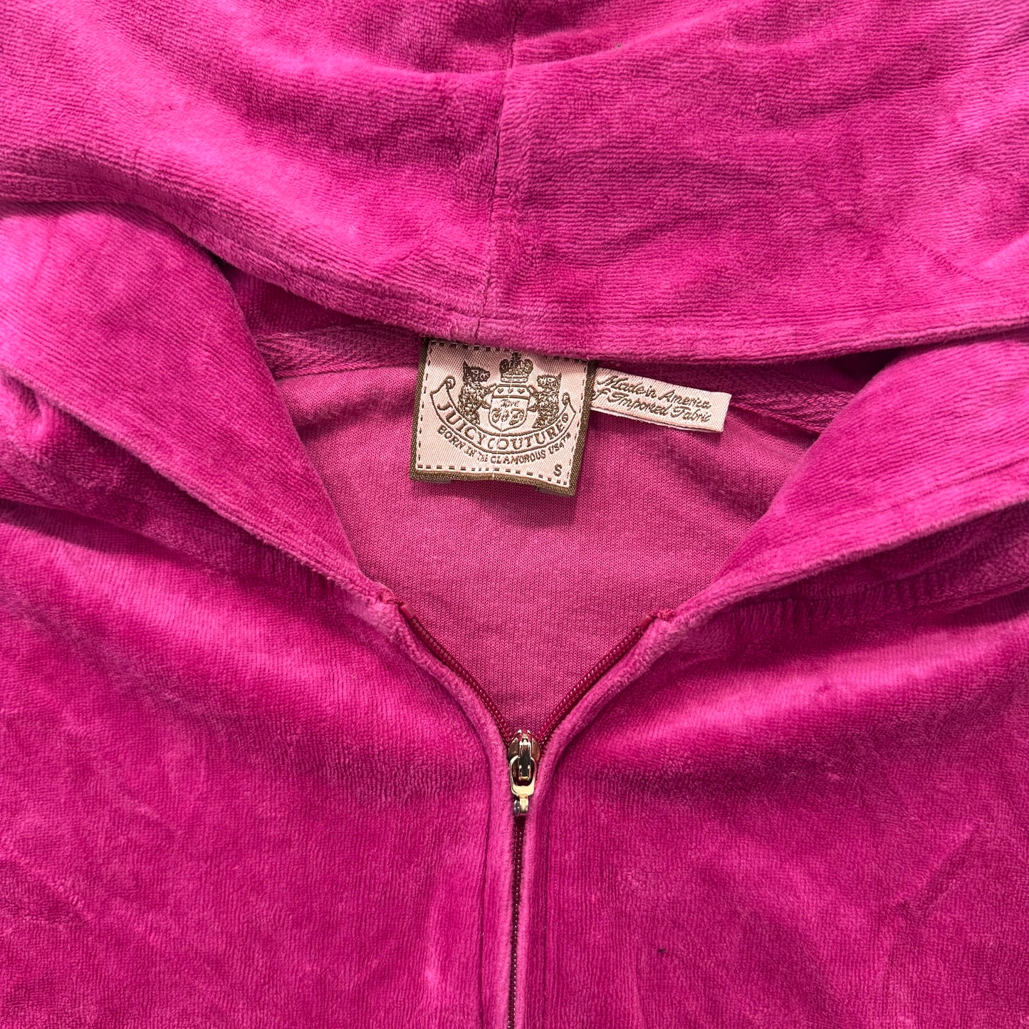 Vintage Juicy Couture Women's Hot Pink Velour Full Zip Hoodie Loungewear Size S