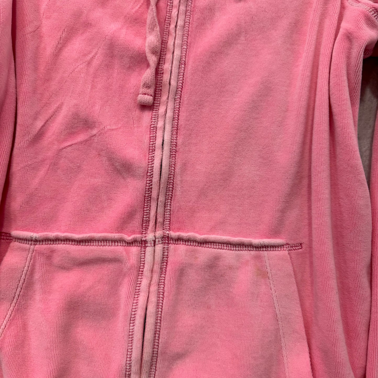 PINK Victoria's Secret Women's Pink Velour Zip-Up Hoodie Long Sleeves Size L
