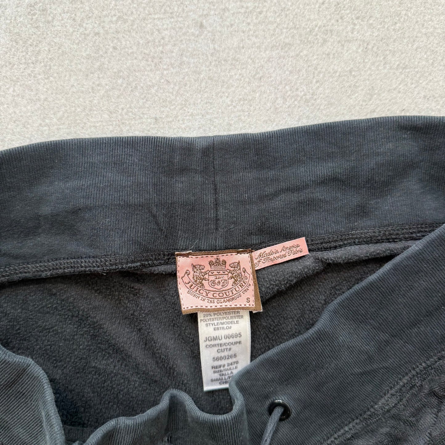 Vintage Juicy Couture Women's Black Velour Flared Track Pants Drawstring Size S