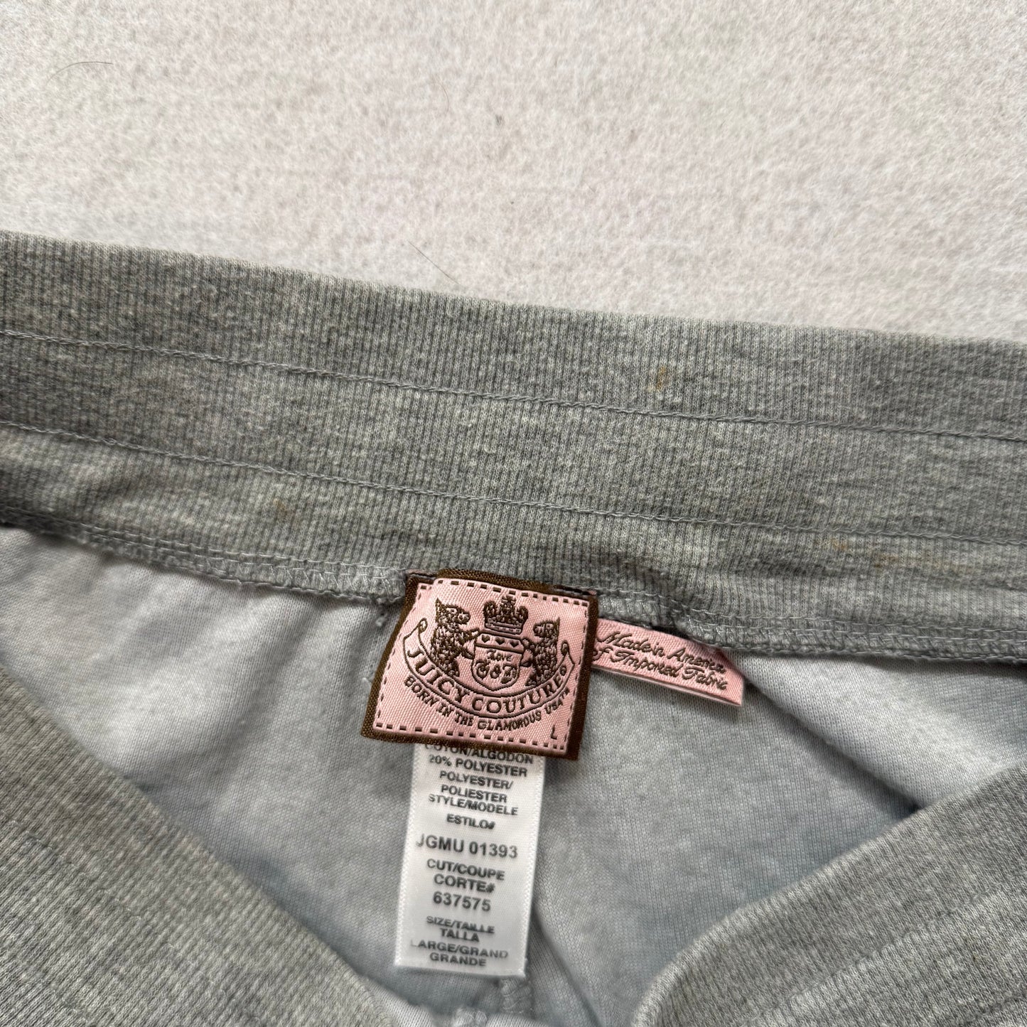 Vintage Juicy Couture Women's Heather Gray Velour Flared Track Pants Y2K Size L