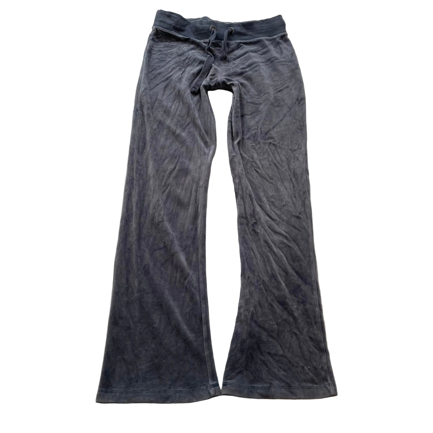 Juicy Couture Women's Dark Grey Velour Flared Leg Track Pants Drawstring Size S