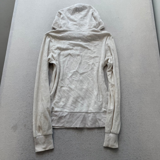 Vintage Juicy Couture Women's White Velour Full Zip Hoodie Loungewear Y2K Size S
