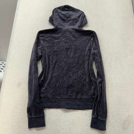 Juicy Couture Women's Deep Charcoal Velour Zip-Up Hoodie Loungwear Size M