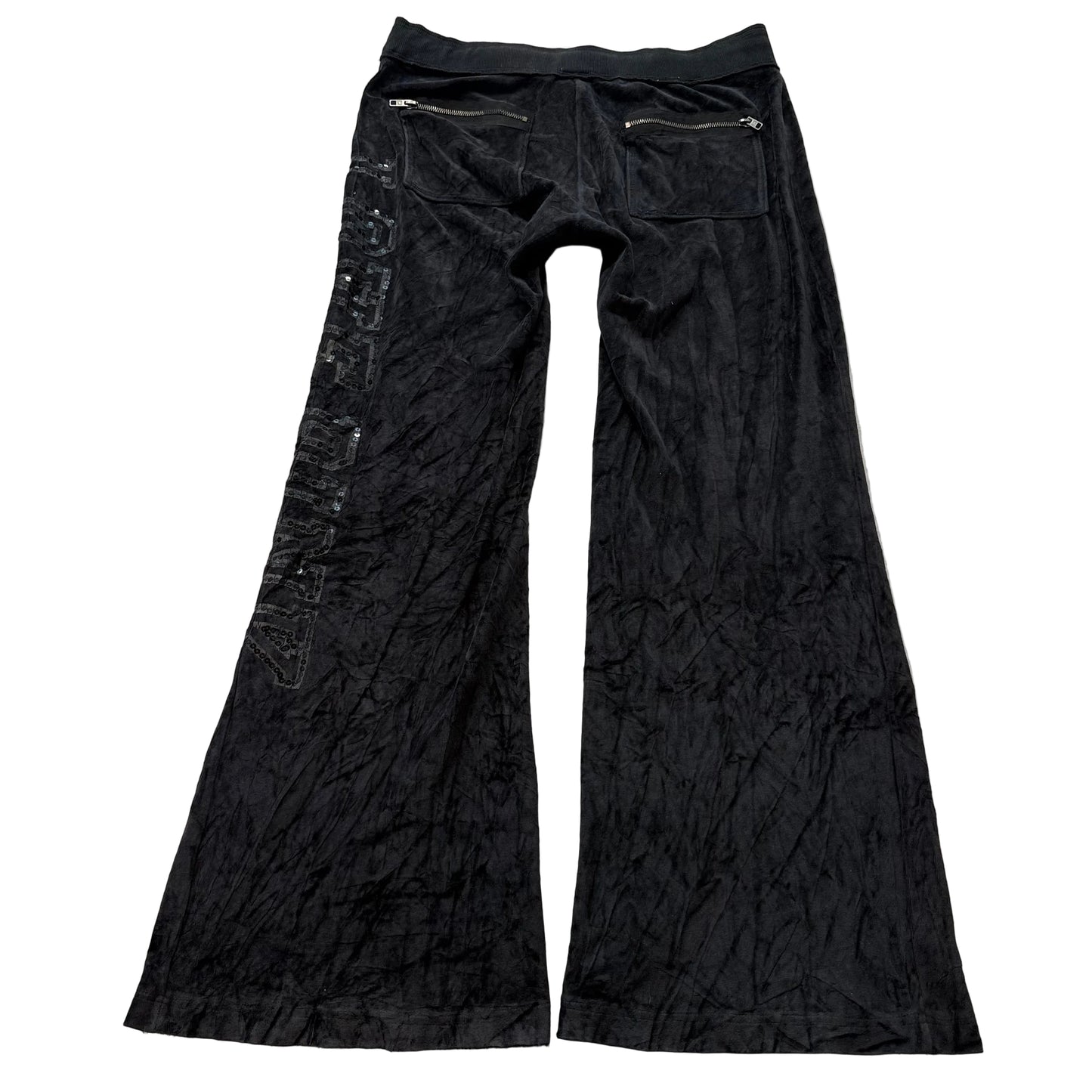 Victoria's Secret PINK Women Charcoal Velour Flared Track Pant Zip Pocket Size L