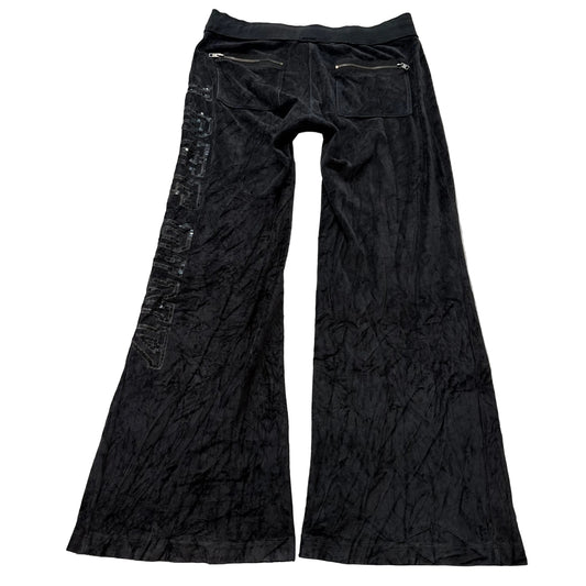 Victoria's Secret PINK Women Charcoal Velour Flared Track Pant Zip Pocket Size L