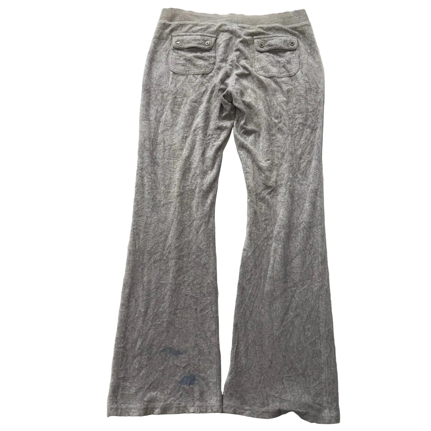 Juicy Couture Women's Heather Gray Velour Flared Track Pant Snap Pockets Size M