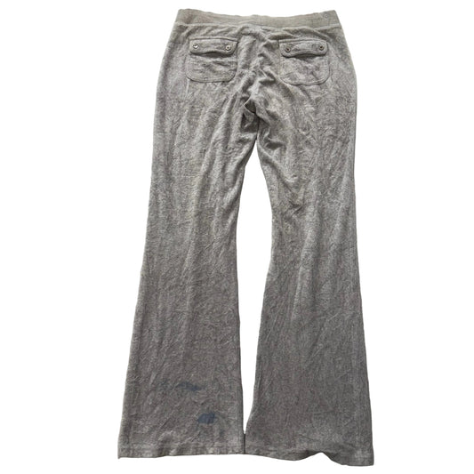 Juicy Couture Women's Heather Gray Velour Flared Track Pant Snap Pockets Size M