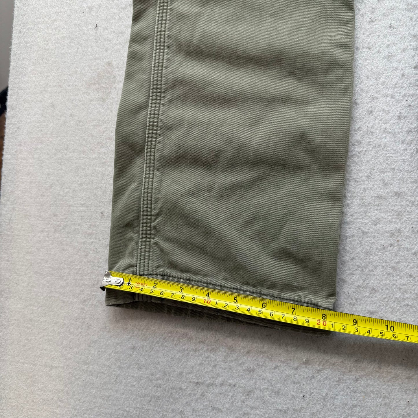 Carhartt Relaxed Fit Men Olive Green Flannel-Lined Double Knee Work Pant - 32x34