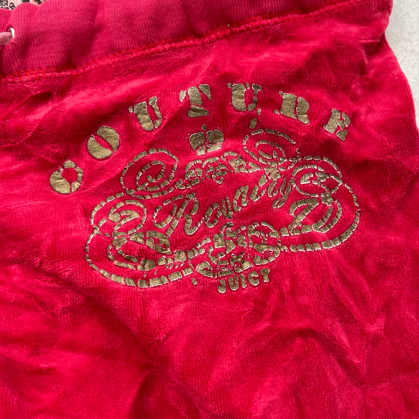 Juicy Couture Women Red Velour Tracksuit Set Zip-Up Hoodie & Flare Pant Size S/M