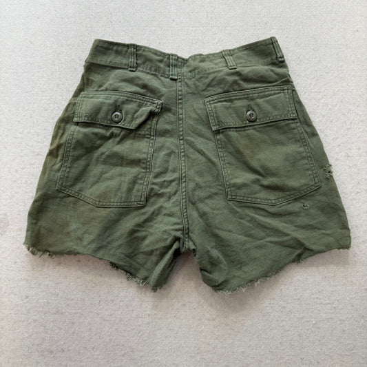 Vintage OG-107 Men Olive Green Type 1 Military Field Cut Off Shorts Army Size 28