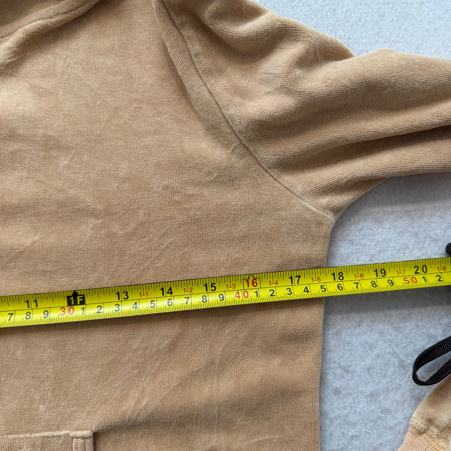 Juicy Couture Women's Camel Velour Zip Up Hoodie Kangaroo Pockets Preppy Size M